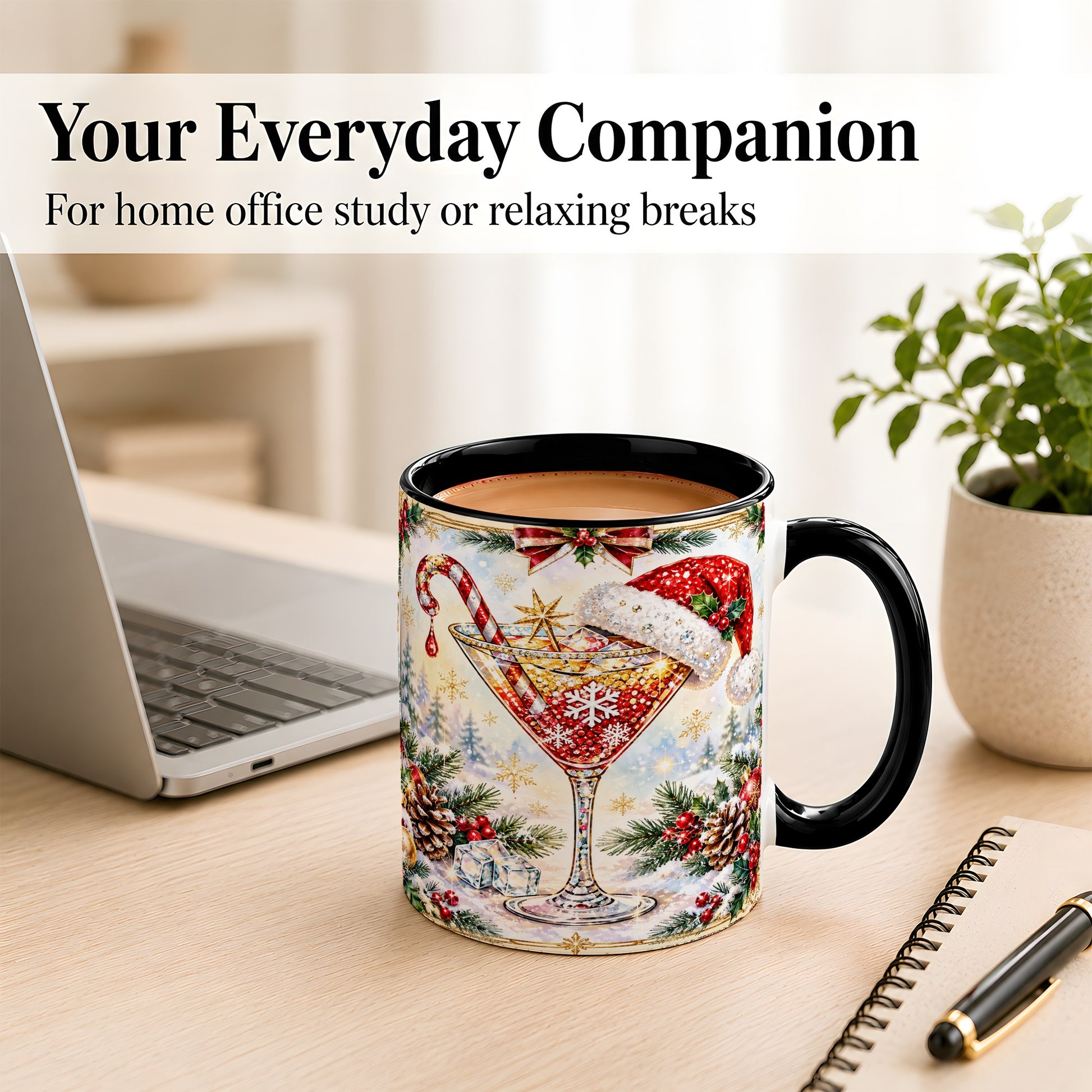 #pl[11oz|Black] Christmas Cocktail Coffee Mug, Holiday Martini Mug, Ceramic Cup