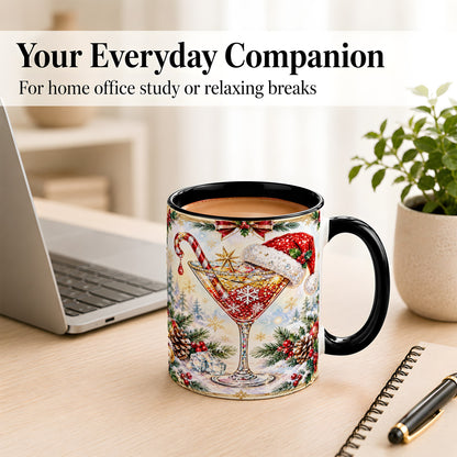 #pl[11oz|Black] Christmas Cocktail Coffee Mug, Holiday Martini Mug, Ceramic Cup