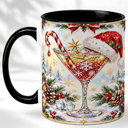 #pl[11oz|Black] Christmas Cocktail Coffee Mug, Holiday Martini Mug, Ceramic Cup