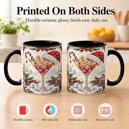 #pl[11oz|Black] Christmas Cocktail Coffee Mug, Holiday Martini Mug, Ceramic Cup