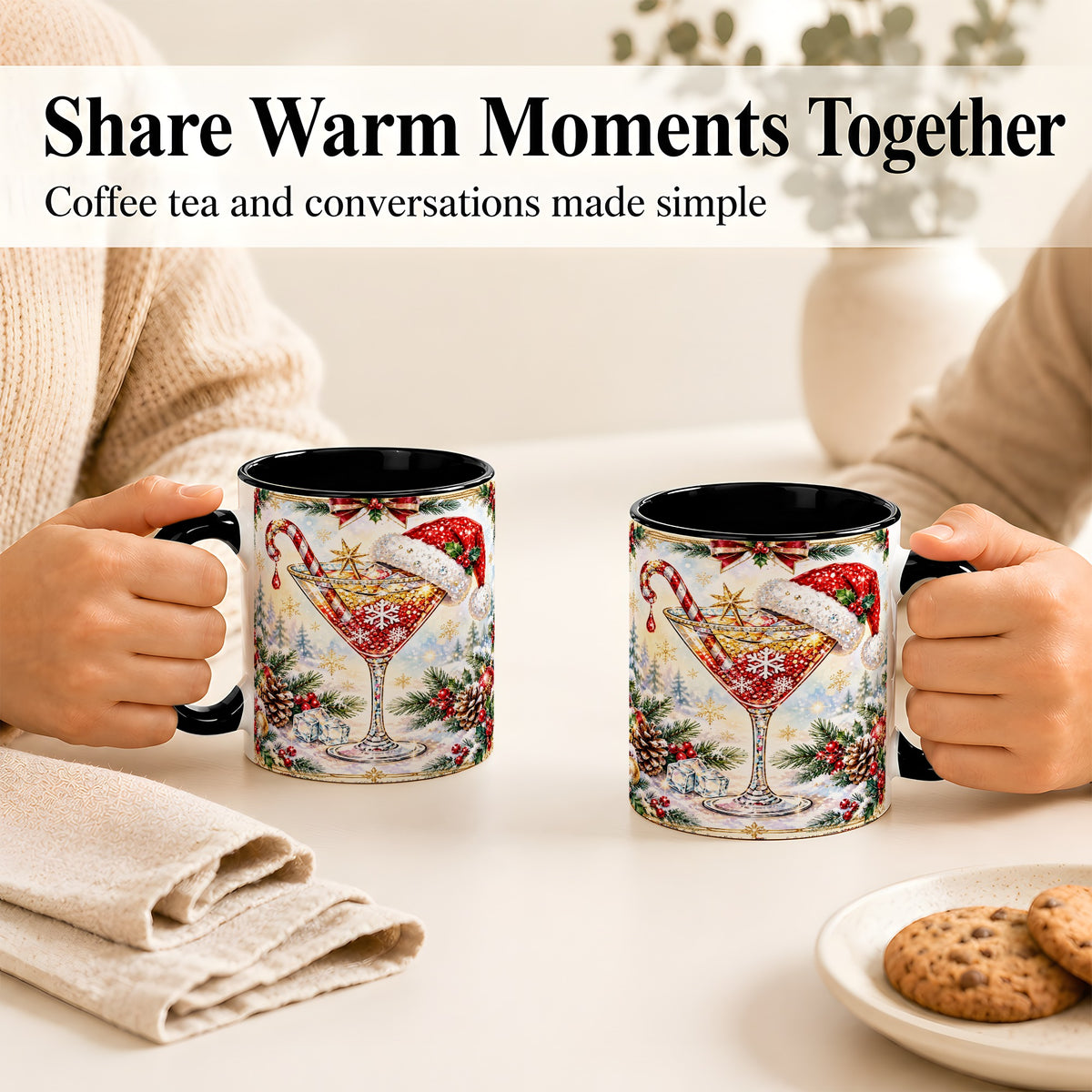#pl[11oz|Black] Christmas Cocktail Coffee Mug, Holiday Martini Mug, Ceramic Cup