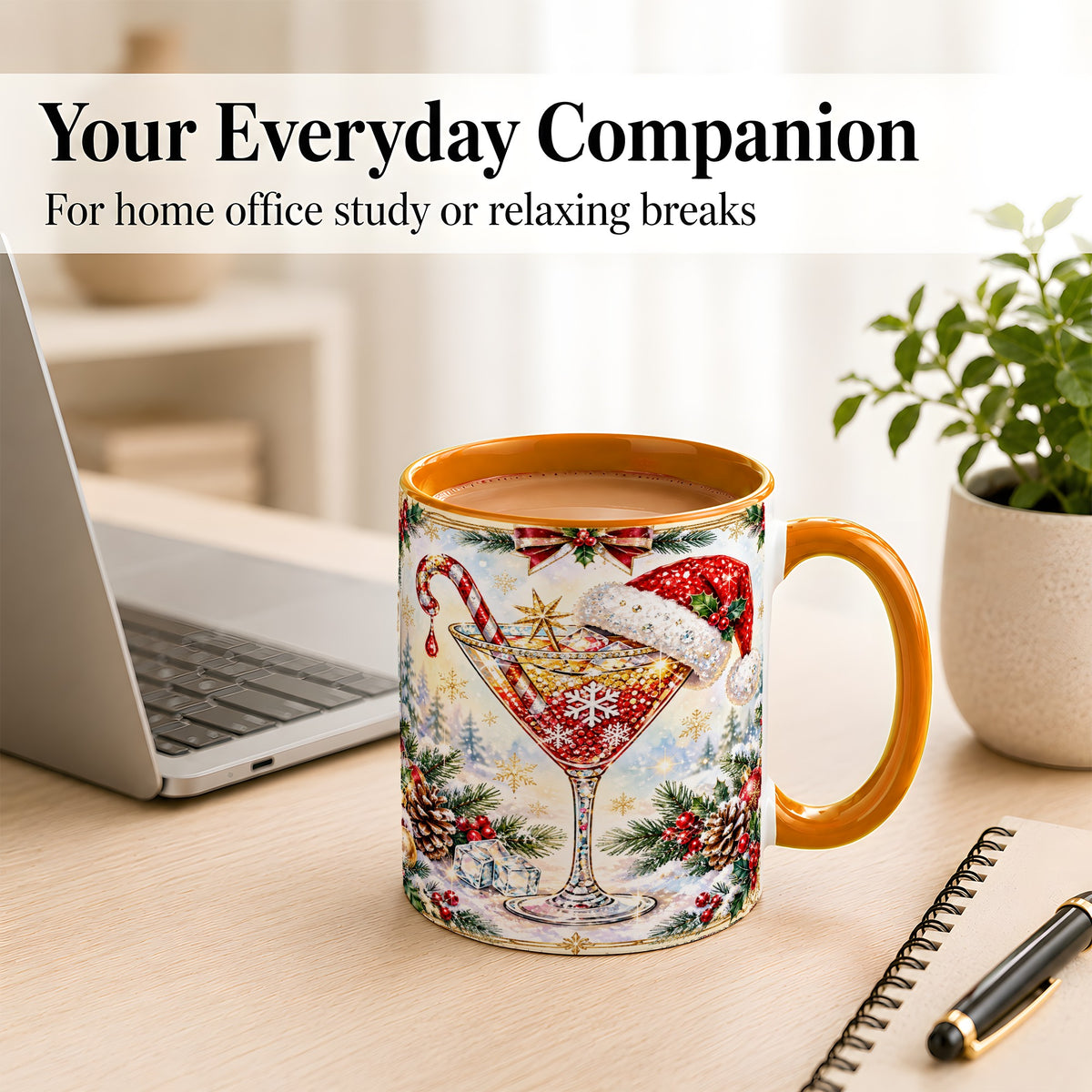 #pl[11oz|Orange] Christmas Cocktail Coffee Mug, Holiday Martini Mug, Ceramic Cup