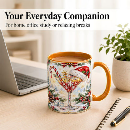 #pl[11oz|Orange] Christmas Cocktail Coffee Mug, Holiday Martini Mug, Ceramic Cup