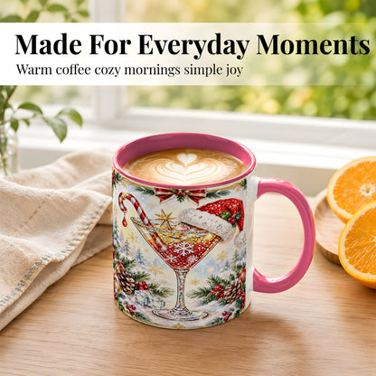 #pl[11oz|Pink] Christmas Cocktail Coffee Mug, Holiday Martini Mug, Ceramic Cup