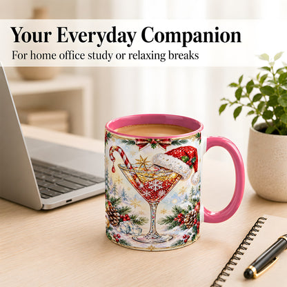 #pl[11oz|Pink] Christmas Cocktail Coffee Mug, Holiday Martini Mug, Ceramic Cup
