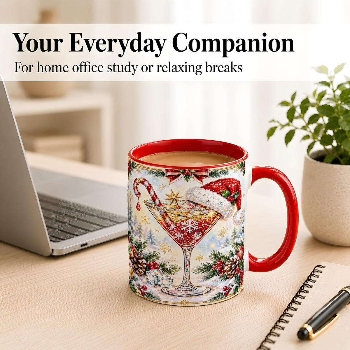 #pl[11oz|Red] Christmas Cocktail Coffee Mug, Holiday Martini Mug, Ceramic Cup