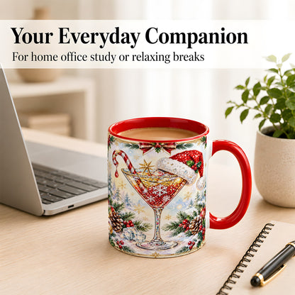 #pl[11oz|Red] Christmas Cocktail Coffee Mug, Holiday Martini Mug, Ceramic Cup