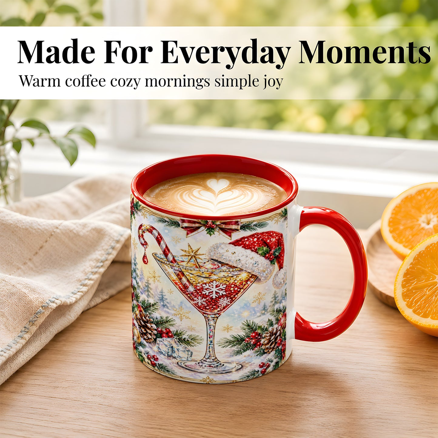 #pl[11oz|Red] Christmas Cocktail Coffee Mug, Holiday Martini Mug, Ceramic Cup