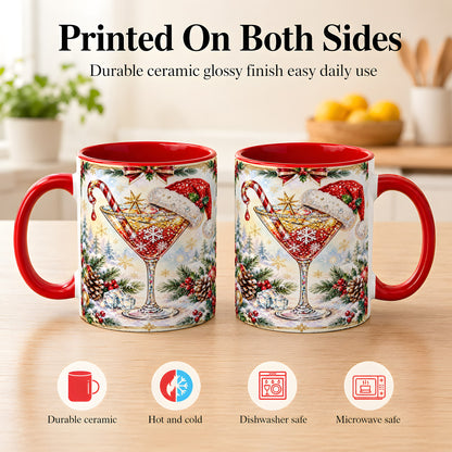 #pl[11oz|Red] Christmas Cocktail Coffee Mug, Holiday Martini Mug, Ceramic Cup