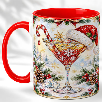 Christmas Cocktail Coffee Mug, Holiday Martini Mug, Ceramic Cup