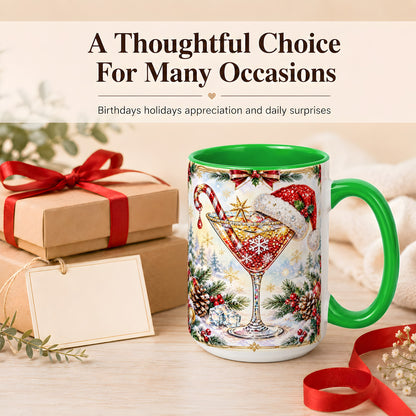 #pl[15oz|Green] Christmas Cocktail Coffee Mug, Holiday Martini Mug, Ceramic Cup
