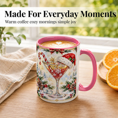 #pl[15oz|Pink] Christmas Cocktail Coffee Mug, Holiday Martini Mug, Ceramic Cup