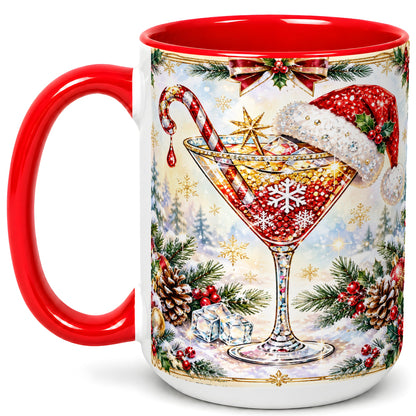 #pl[15oz|Red] Christmas Cocktail Coffee Mug, Holiday Martini Mug, Ceramic Cup