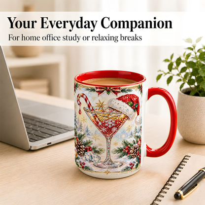 #pl[15oz|Red] Christmas Cocktail Coffee Mug, Holiday Martini Mug, Ceramic Cup