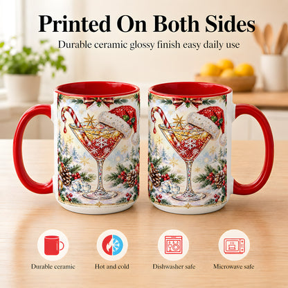 #pl[15oz|Red] Christmas Cocktail Coffee Mug, Holiday Martini Mug, Ceramic Cup