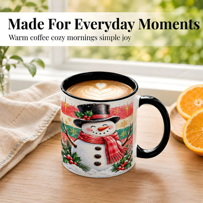 #pl[11oz|Black] Top Hat Snowman Coffee Mug, Christmas Snowman Mug, Ceramic Cup