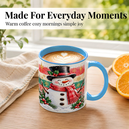 #pl[11oz|Blue] Top Hat Snowman Coffee Mug, Christmas Snowman Mug, Ceramic Cup