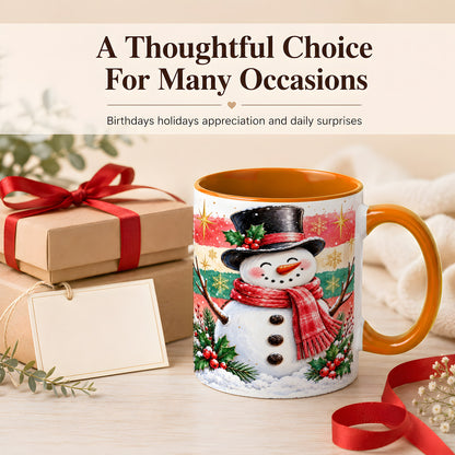#pl[11oz|Orange] Top Hat Snowman Coffee Mug, Christmas Snowman Mug, Ceramic Cup