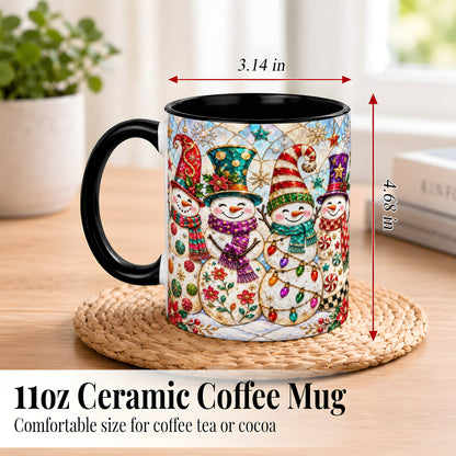 #pl[11oz|Black] Snowman Family Coffee Mug, Christmas Snowman Mug, Ceramic Cup