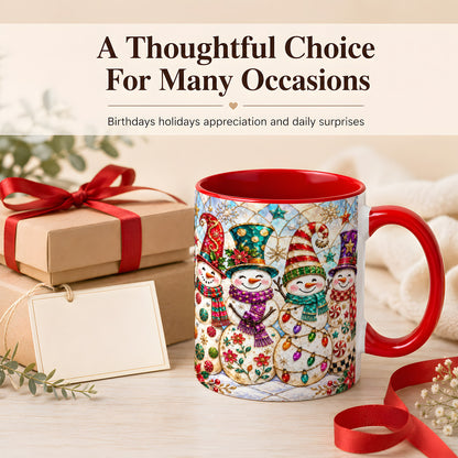 #pl[11oz|Red] Snowman Family Coffee Mug, Christmas Snowman Mug, Ceramic Cup