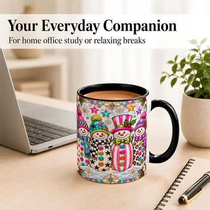 #pl[11oz|Black] Colorful Snowman Crew Coffee Mug, Christmas Snowman Mug, Ceramic Cup