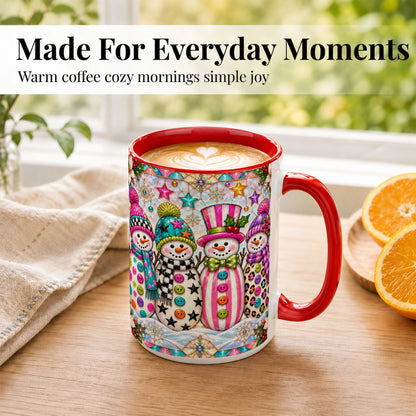 #pl[15oz|Red] Colorful Snowman Crew Coffee Mug, Christmas Snowman Mug, Ceramic Cup