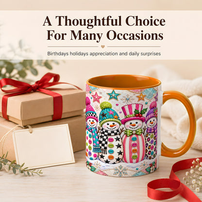 #pl[11oz|Orange] Patchwork Snowman Coffee Mug, Colorful Christmas Snowman Mug, Ceramic Cup