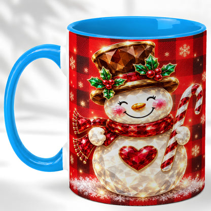 #pl[11oz|Blue] Gem Snowman Coffee Mug, Christmas Snowman Mug, Ceramic Cup