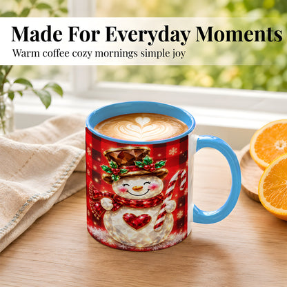 #pl[11oz|Blue] Gem Snowman Coffee Mug, Christmas Snowman Mug, Ceramic Cup