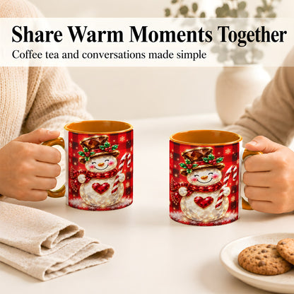 #pl[11oz|Orange] Gem Snowman Coffee Mug, Christmas Snowman Mug, Ceramic Cup