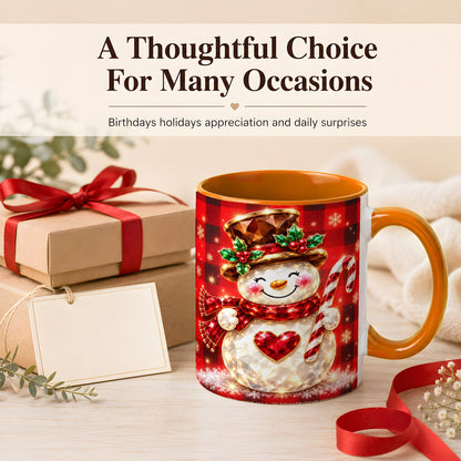 #pl[11oz|Orange] Gem Snowman Coffee Mug, Christmas Snowman Mug, Ceramic Cup