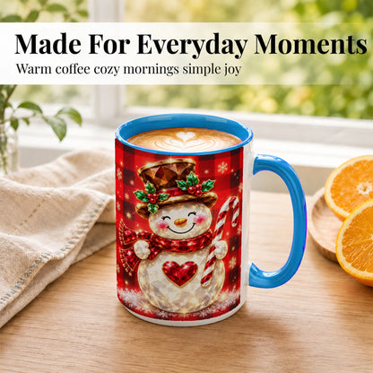 #pl[15oz|Blue] Gem Snowman Coffee Mug, Christmas Snowman Mug, Ceramic Cup