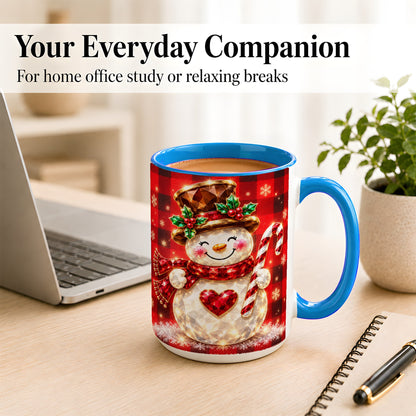 #pl[15oz|Blue] Gem Snowman Coffee Mug, Christmas Snowman Mug, Ceramic Cup