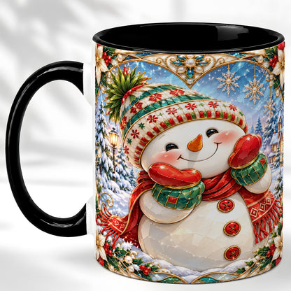 #pl[11oz|Black] Christmas Snowman Coffee Mug, Winter Snowman Mug, Ceramic Cup