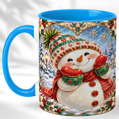 #pl[11oz|Blue] Christmas Snowman Coffee Mug, Winter Snowman Mug, Ceramic Cup