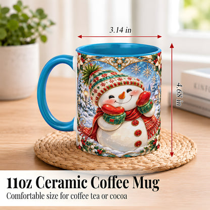 #pl[11oz|Blue] Christmas Snowman Coffee Mug, Winter Snowman Mug, Ceramic Cup