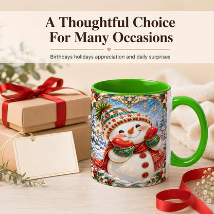 #pl[11oz|Green] Christmas Snowman Coffee Mug, Winter Snowman Mug, Ceramic Cup