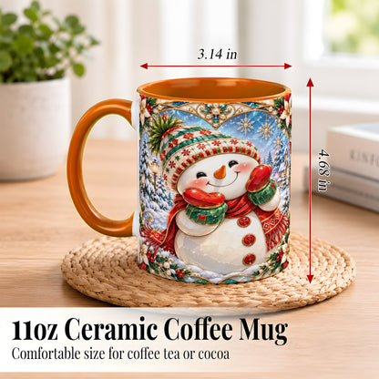 #pl[11oz|Orange] Christmas Snowman Coffee Mug, Winter Snowman Mug, Ceramic Cup