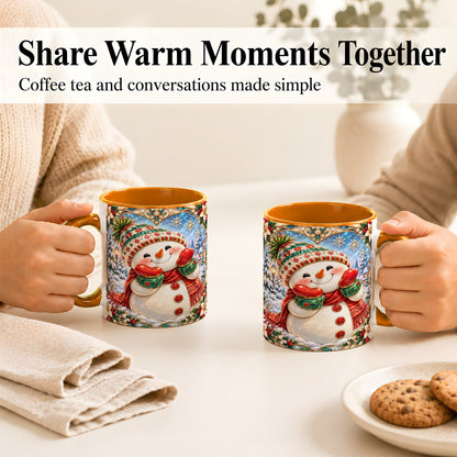#pl[11oz|Orange] Christmas Snowman Coffee Mug, Winter Snowman Mug, Ceramic Cup