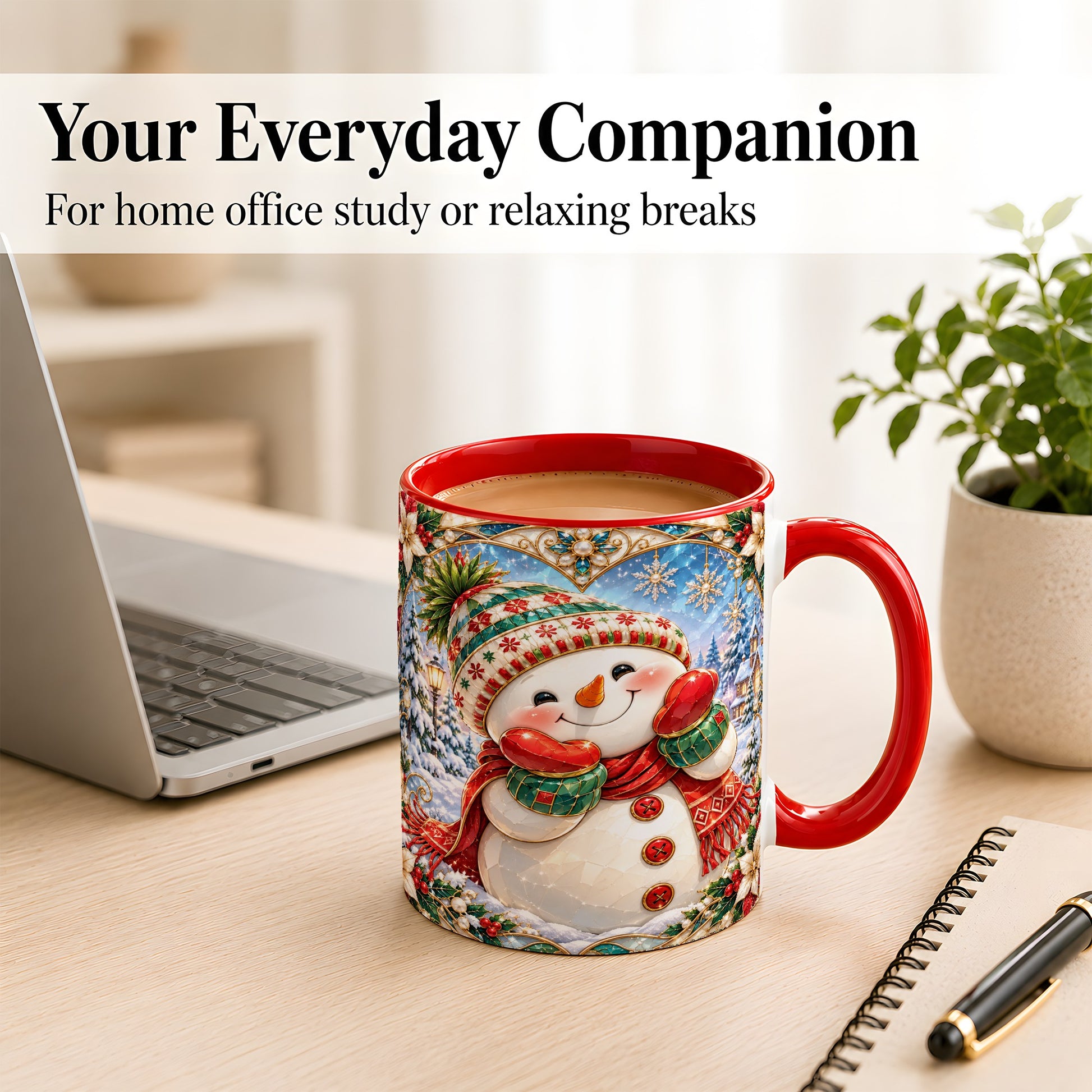 #pl[11oz|Red] Christmas Snowman Coffee Mug, Winter Snowman Mug, Ceramic Cup