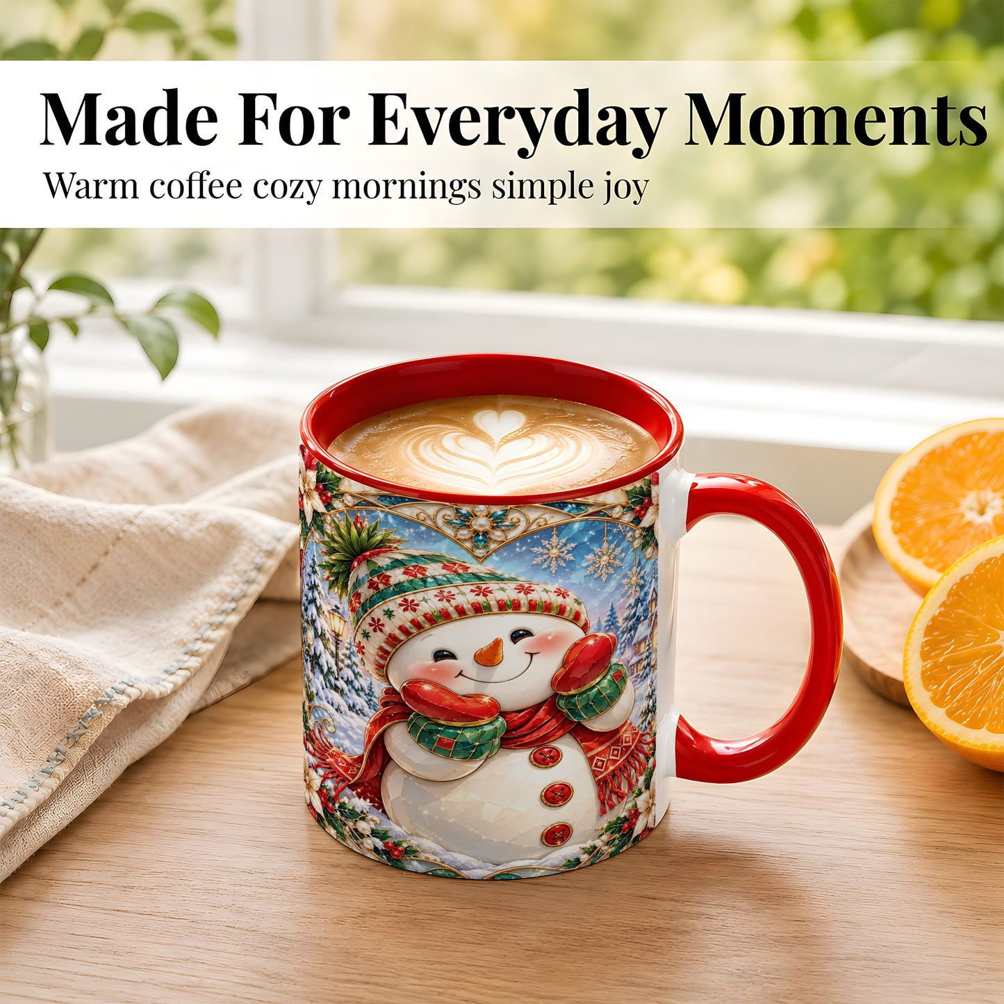 #pl[11oz|Red] Christmas Snowman Coffee Mug, Winter Snowman Mug, Ceramic Cup