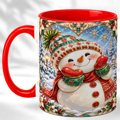 Christmas Snowman Coffee Mug, Winter Snowman Mug, Ceramic Cup