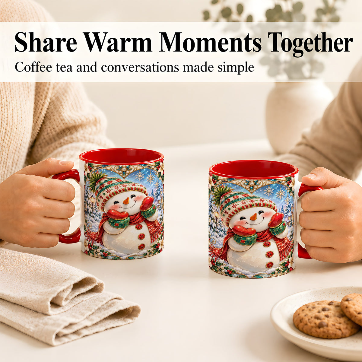 #pl[11oz|Red] Christmas Snowman Coffee Mug, Winter Snowman Mug, Ceramic Cup