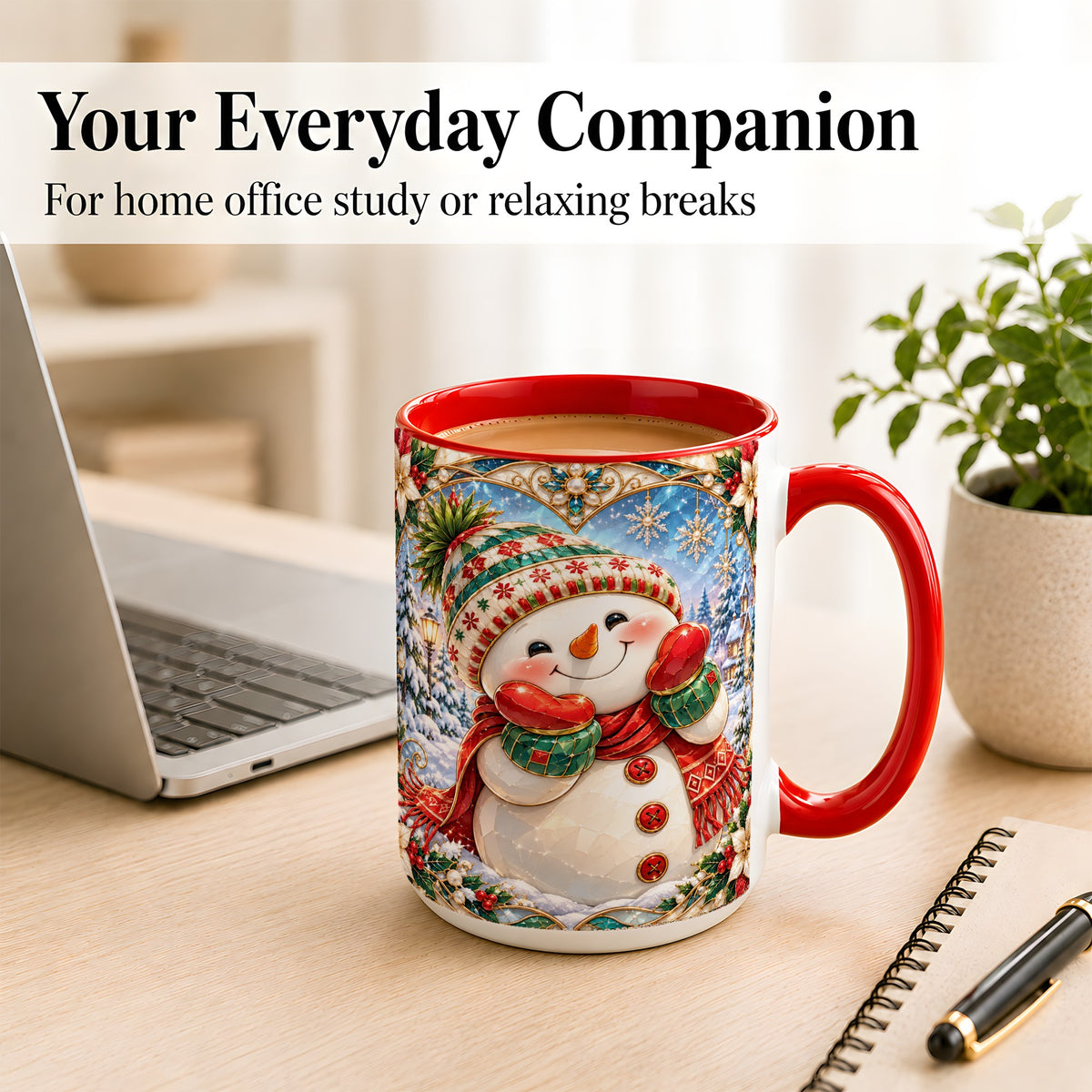 #pl[15oz|Red] Christmas Snowman Coffee Mug, Winter Snowman Mug, Ceramic Cup