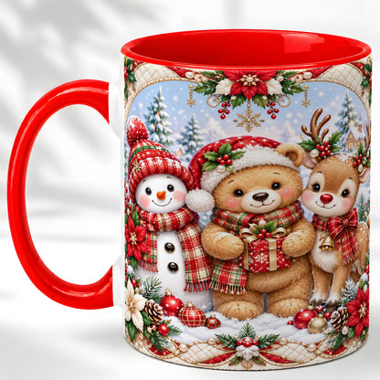 Winter Friends Coffee Mug, Snowman Reindeer Mug, Ceramic Cup