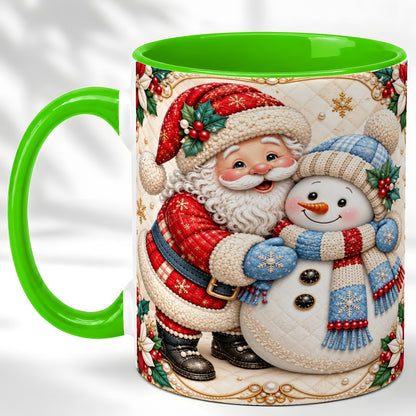 #pl[11oz|Green] Santa Snowman Christmas Coffee Mug, Holiday Mug, Ceramic Cup