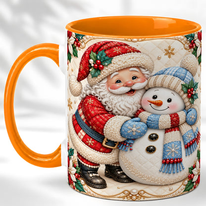 #pl[11oz|Orange] Santa Snowman Christmas Coffee Mug, Holiday Mug, Ceramic Cup