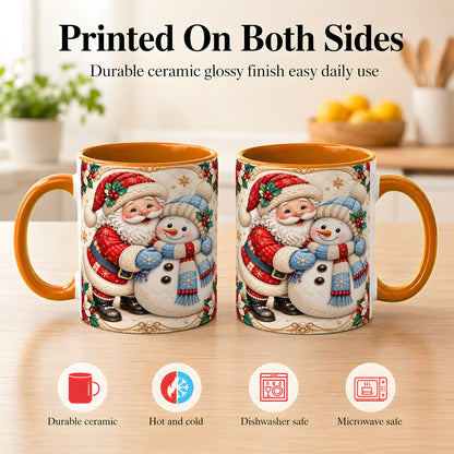 #pl[11oz|Orange] Santa Snowman Christmas Coffee Mug, Holiday Mug, Ceramic Cup