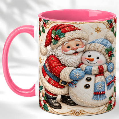 #pl[11oz|Pink] Santa Snowman Christmas Coffee Mug, Holiday Mug, Ceramic Cup