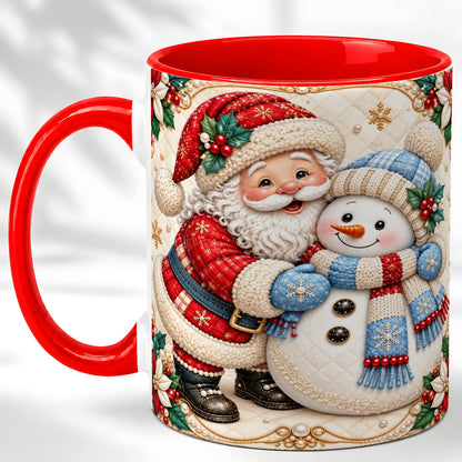 Santa Snowman Christmas Coffee Mug, Holiday Mug, Ceramic Cup